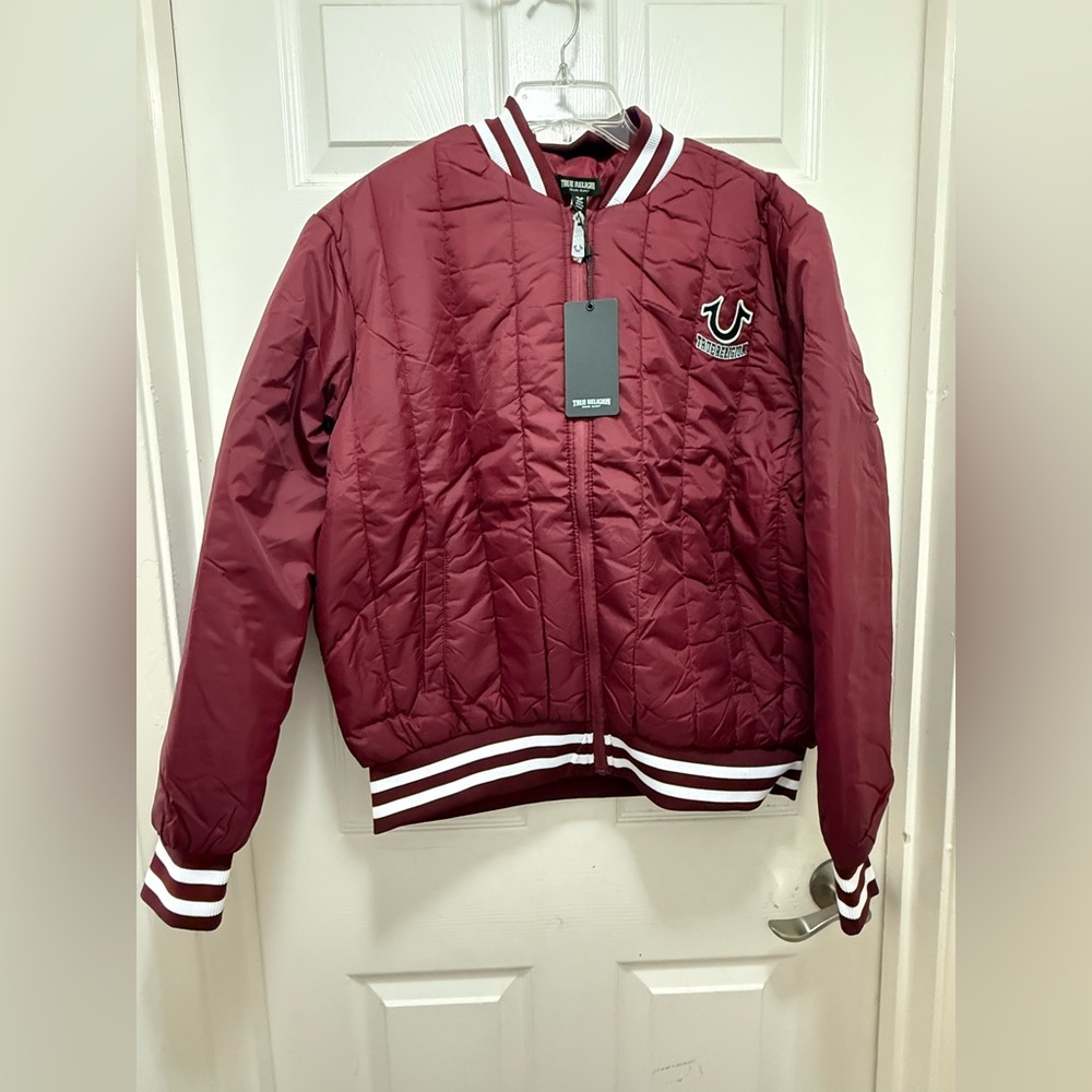 True Religion Burgundy Quilted Jacket- Size L